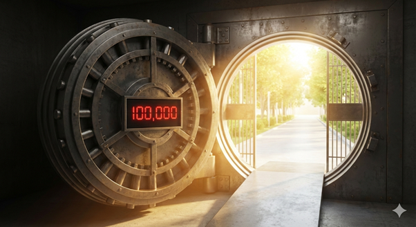 heavy vault door swinging open