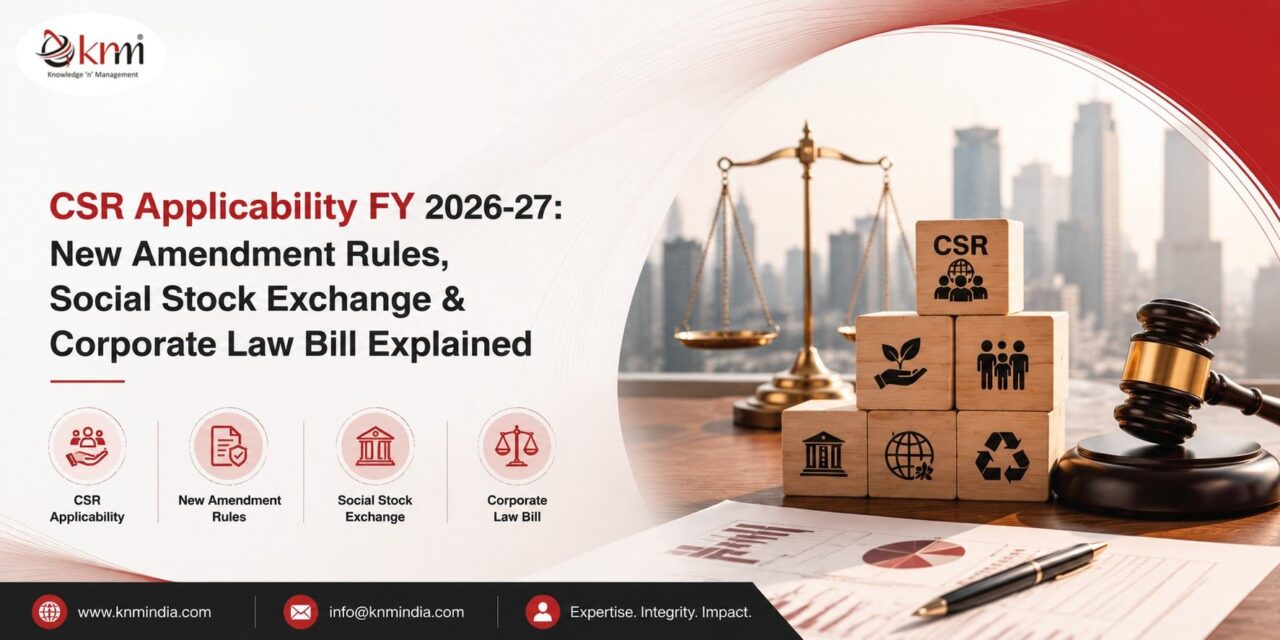 CSR Applicability FY 2026–27: New Amendment Rules, Social Stock Exchange & Corporate Law Bill Explained